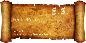 Egei Béla névjegykártya